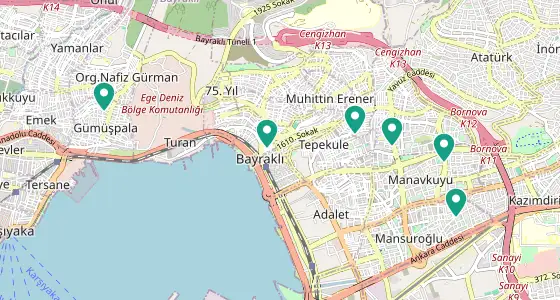Bayraklı eczane konum haritası — İzmir