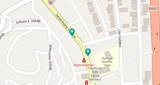 Yeşilhisar eczane konum haritası — Kayseri