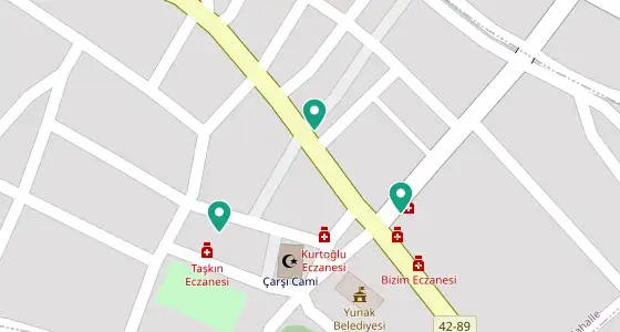 Yunak eczane konum haritası — Konya